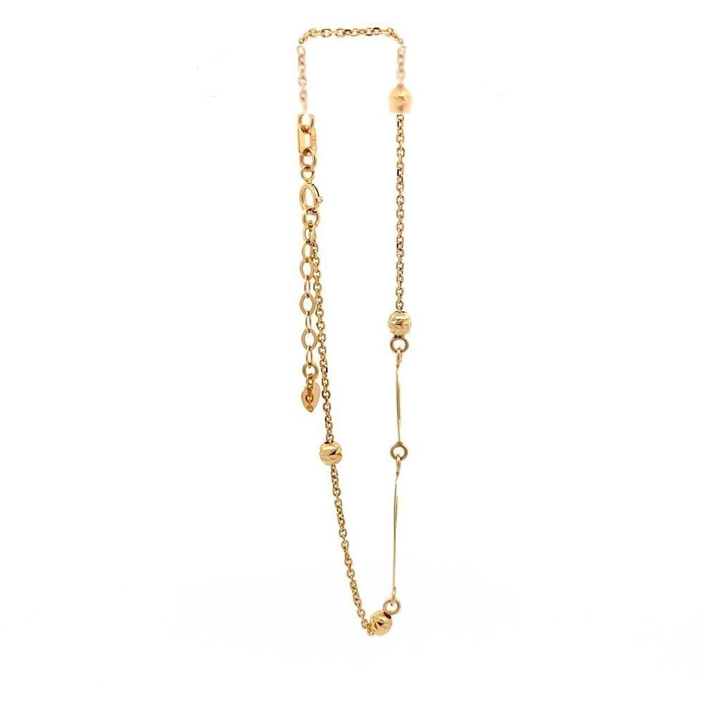 18K Yellow Gold Bracelet Oval Beads Size 7 inches plus one inch Extension Charm - Picture 8 of 13